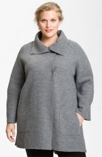 Eileen Fisher Funnel Neck Wool Coat (Plus)