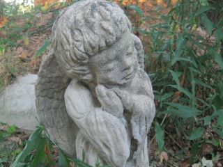 Divine Large Angel Vintage Cement Concrete Garden Statue 22