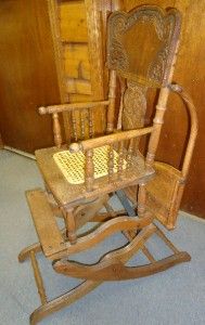 antique oak convertible high chair rocker