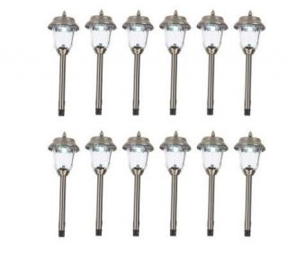 Set of 12 Double LED Solar Lights with Finial by Smart Solar