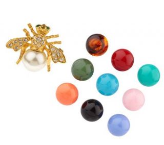 Joan Rivers 10 Color Goldtone Changeable Baby Bee Pin —
