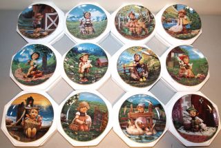 Complete Set 12 Danbury Mint Hummel Gentle Friends Collector Plates