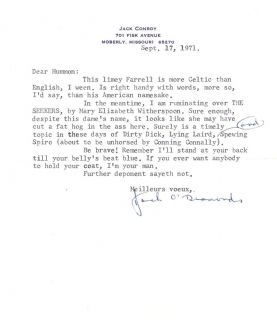  Conroy Typed Letter Signed to Herman Kogan Signed by Jack Conroy