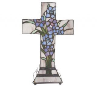 Handcrafted Tiffany Style 13 1/4 Cross Accent Lamp —