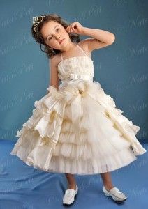 Flower Girl Pageant Party Holiday Dress 3791 Beige Size 4 6