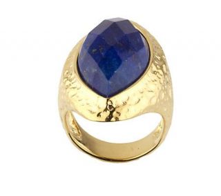 Veronese 18K Clad Faceted Lapis Marquise Ring —