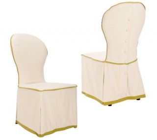 Linda Dano Slip Cover Chair with Linen Fabric  Set of 2 —