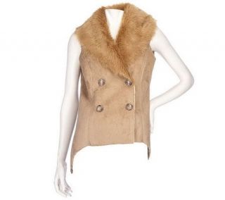 DASH by Kardashian Double Breasted Faux Fur Vest —
