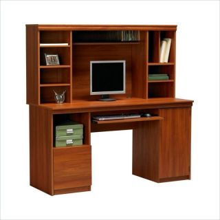 Ameriwood Industries Wood Computer Desk with Hutch in Cherry [150116]