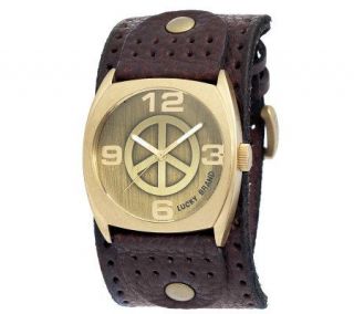 Lucky Brand Mens Brown Leather Cuff Watch —