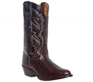 Laredo Boots Mens 12 Dark Brown Croco Print Cowboy Boots —