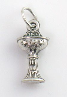 First Communion Eucharist Holy Chalice Charm Medal Catholic Rosary