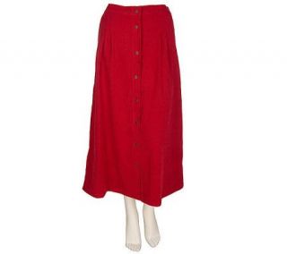 Denim & Co. Stretch Moleskin Button Front Pleated Skirt —