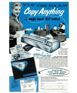 1957 Apeco Autostat Dial A Matic Copier Magazine Ad