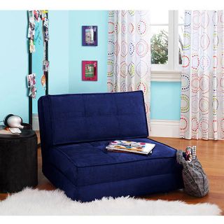 Blue Flip Out Chair Teen Dorm Convertible Sleeper Bed