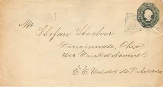Chile 1900 20c Prepaid Cover Concepcion to Cincinnati Ohio