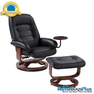 Recliner w Ottoman Soft Black Leather Chair Brianna Design