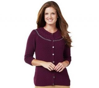 Liz Claiborne New York Button Front Cardigan with Chain Detail