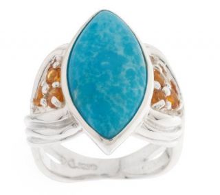 Sterling Kingman Turquoise & Citrine Marquise Ring —