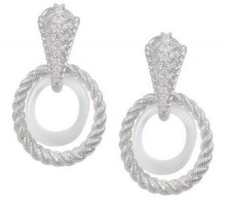 Judith Ripka Sterling Oval Gemstone Drop Diamonique Earrings