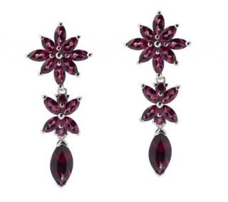 30 ct tw Brazilian Garnet Sterling Floral Dangle Earrings — 