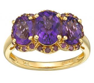 Premier 2.30 cttw Amethyst and 1/5 cttw Pink Diamond Ring, 14K