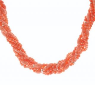 Artisan Crafted Sterling Multi strand Coral 20 Necklace —