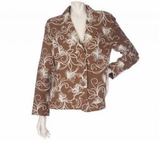 Susan Graver Cotton Soutache Button Front Fully Lined Jacket   A199625