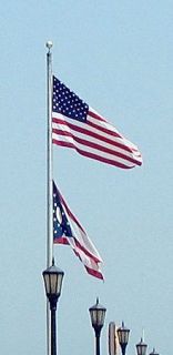 Flag of Ohio flying below the United States flag at Conneaut harbor