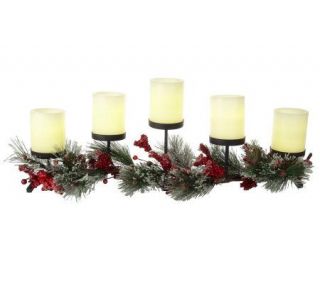 Curved Candle Holder with 5 Flameless Candles and Garland —