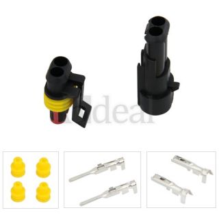 Kit 2 Pins Waterproof Electrical Wire Connector Plug