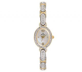 Bulova Womens Crystal Accented Mother of PearlDial Watch —