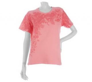 Denim & Co. Short Sleeve T shirt with Print Detail —