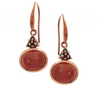 Moonstone & Gemstone Accent Sterling & 14K Rose Clad Drop Earrings
