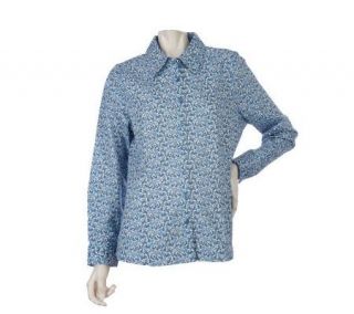 Denim & Co. Long Sleeve Floral Print Woven Shirt —