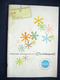  Coldspot T16G Frostless Spacemaster Refrigerator Manual 1961