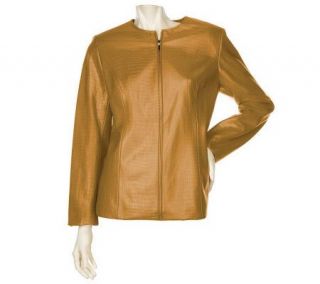 Susan Graver Textured Faux Leather Fully Lined Jacket —