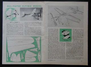   Powered Plane *all paper construction* 1945 PLANS WWII shortages