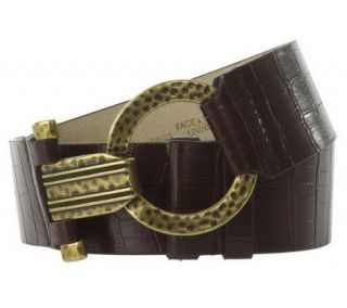 Amiee Lynn Croco Embossed Belt with Textured Buckle —