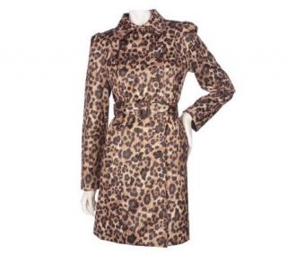 DASH by Kardashian Animal Print Double Breasted Trench Coat — 