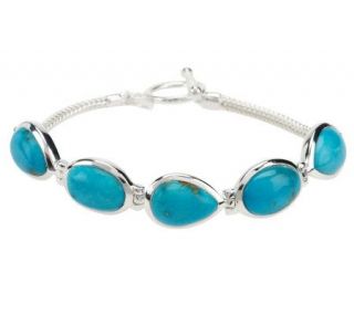 Multi Shape Turquoise Sterling Toggle Bracelet —