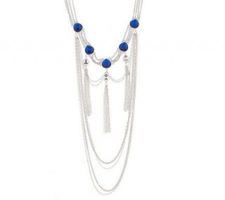 Susan Graver Long Multi Strand Faceted Bead & Fringe Necklace