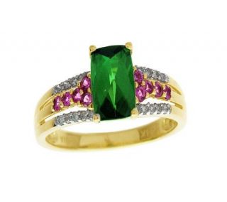 Green Tourmaline and Rubelite Ring, 14K Gold —
