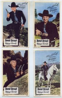 Hopalong Cassidy Bond Bread Lot of 4 Color Picture Postcards Post