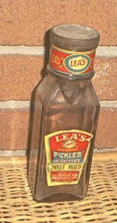 Antique Vintage Leas Pickles Condiments Purple Glass Bottle Simcoe