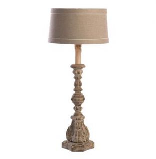 Pair Colmar Vintage Chic Distressed Wood Candlestick Table Lamp
