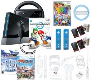 Nintendo Wii Mario Kart Super Bundle w/3 Games&Accessories —