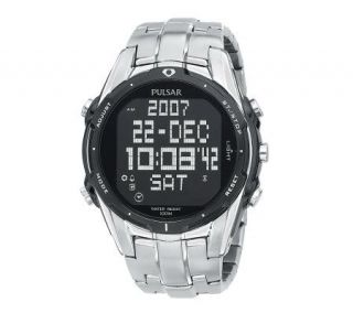 Pulsar Mens Digital World Time Alarm Chronograph Watch —