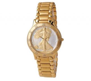 Coinwatch Walking Liberty Goldtone Bracelet Watch —