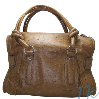 Guess Katiejane Leather Box Satchel Handbag Purse Cognac Brown New
